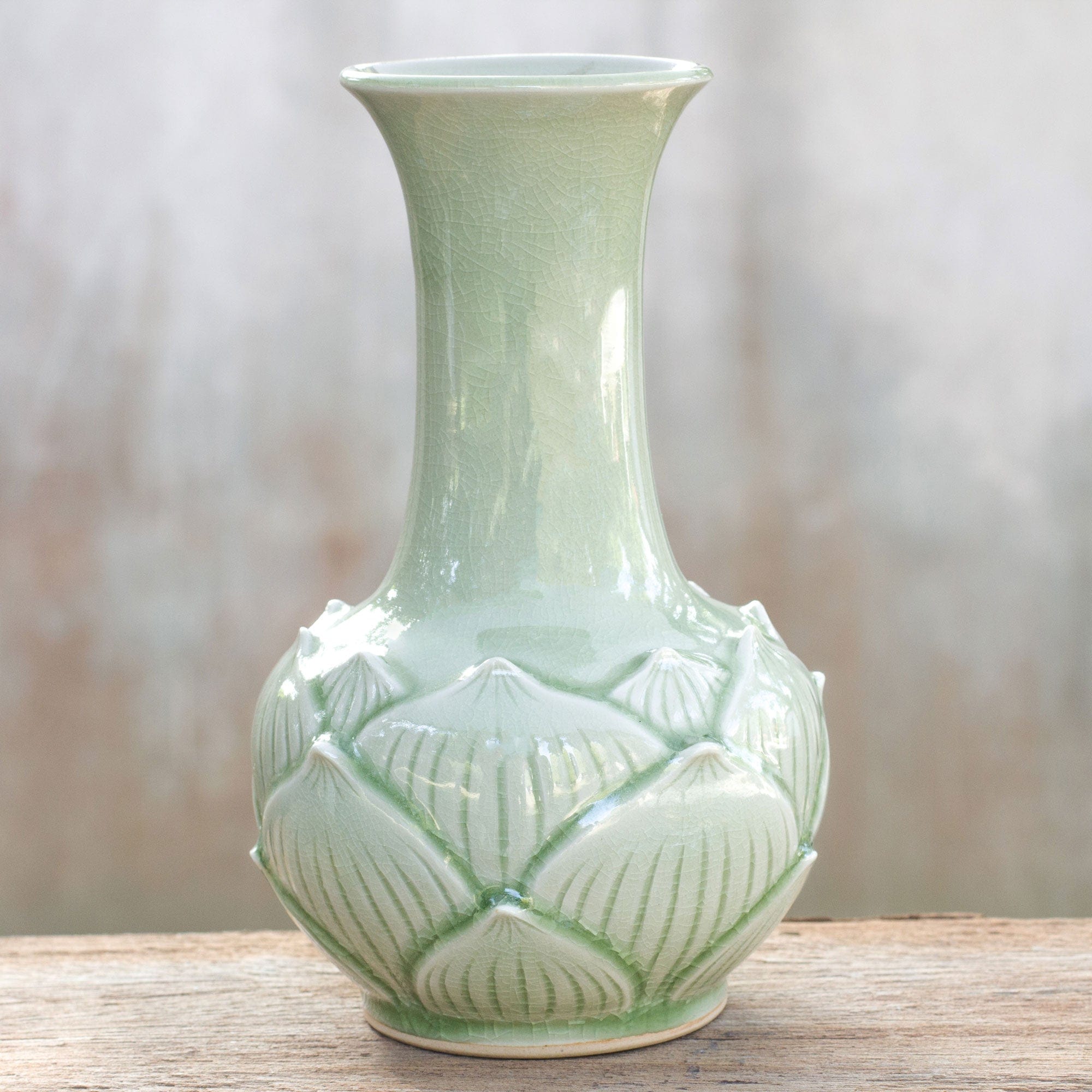 Celadon ceramic vase - Jade Lotus