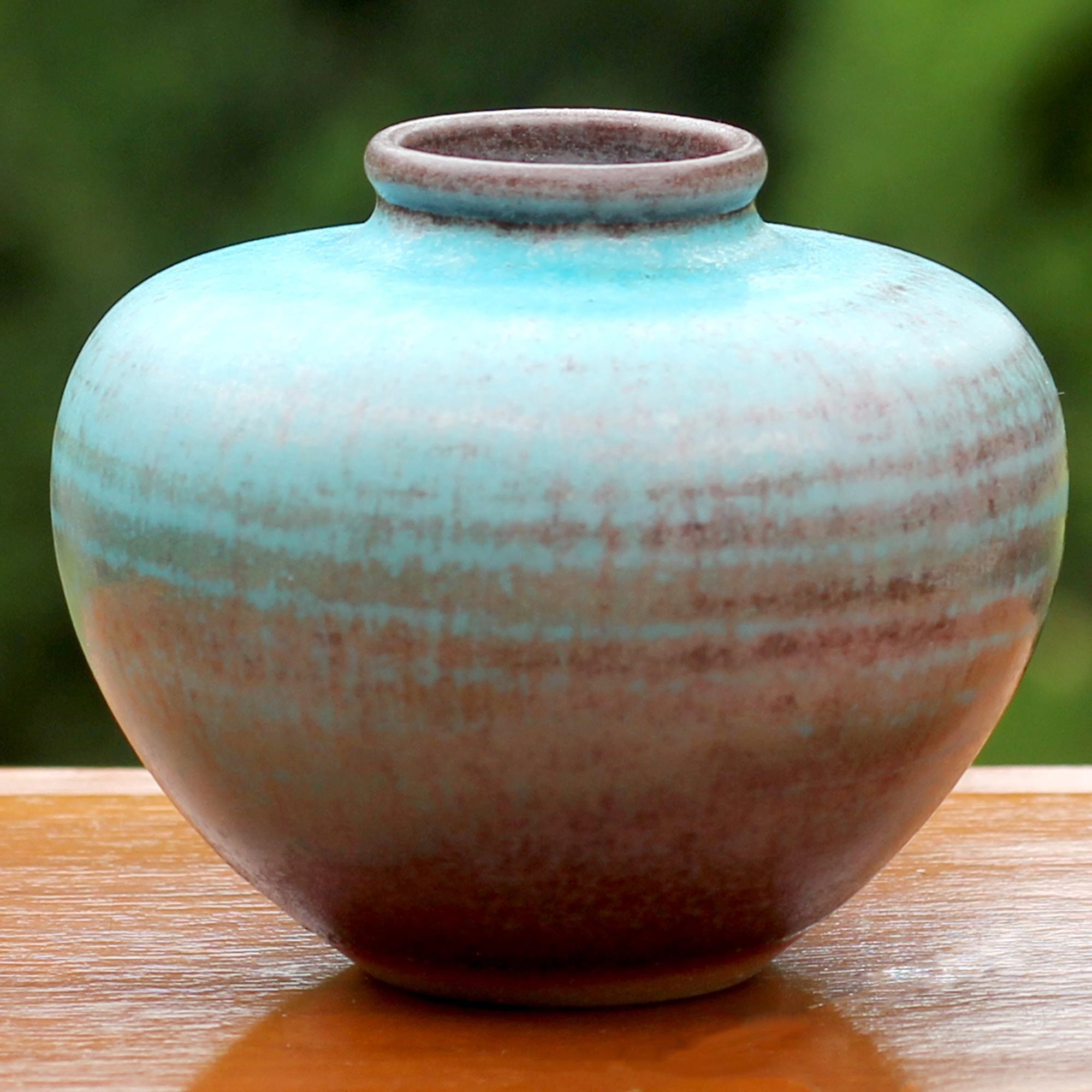 Round Hand Crafted Watertight Ceramic Bud Vase from Thailand - Seaward Sand