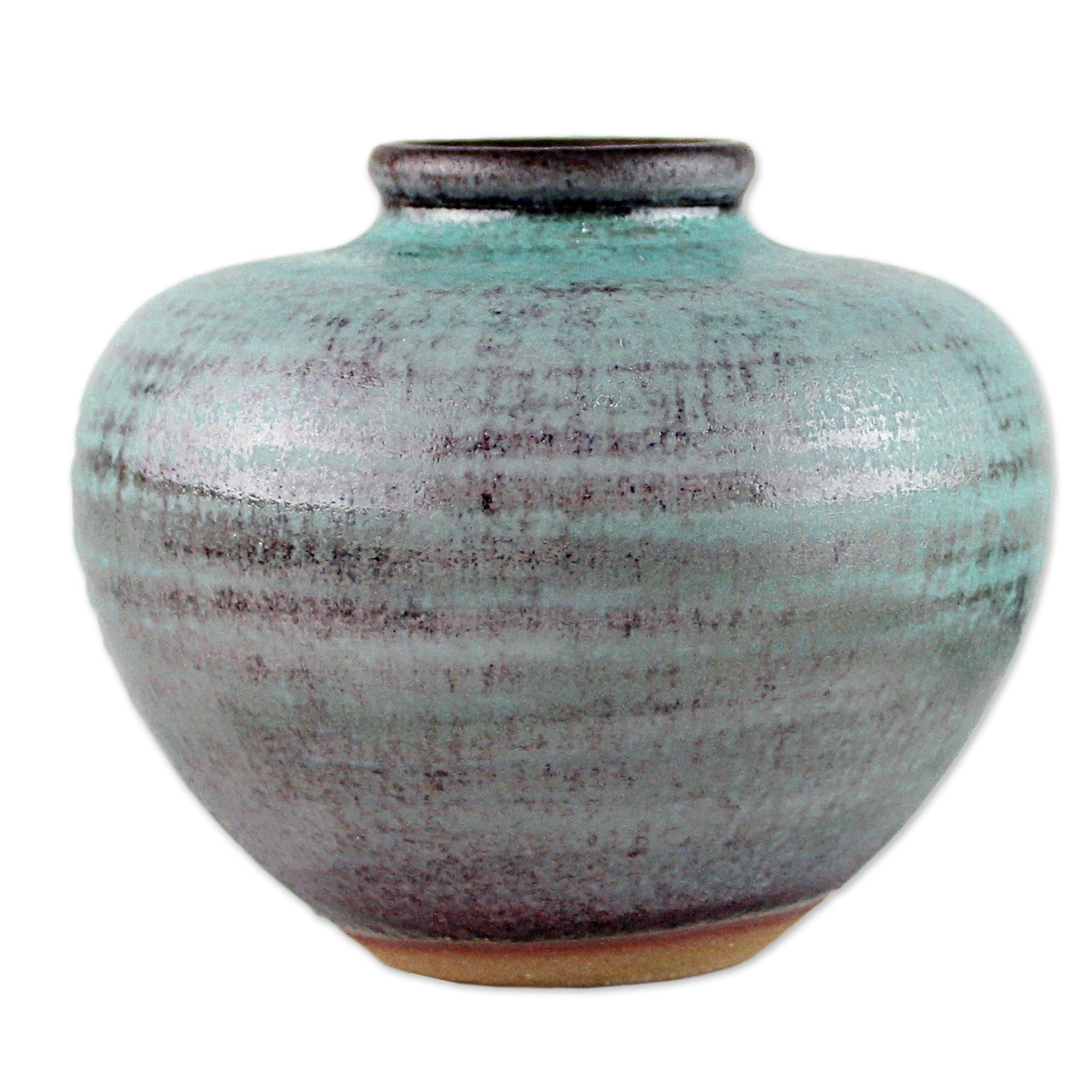Round Hand Crafted Watertight Ceramic Bud Vase from Thailand - Seaward Sand