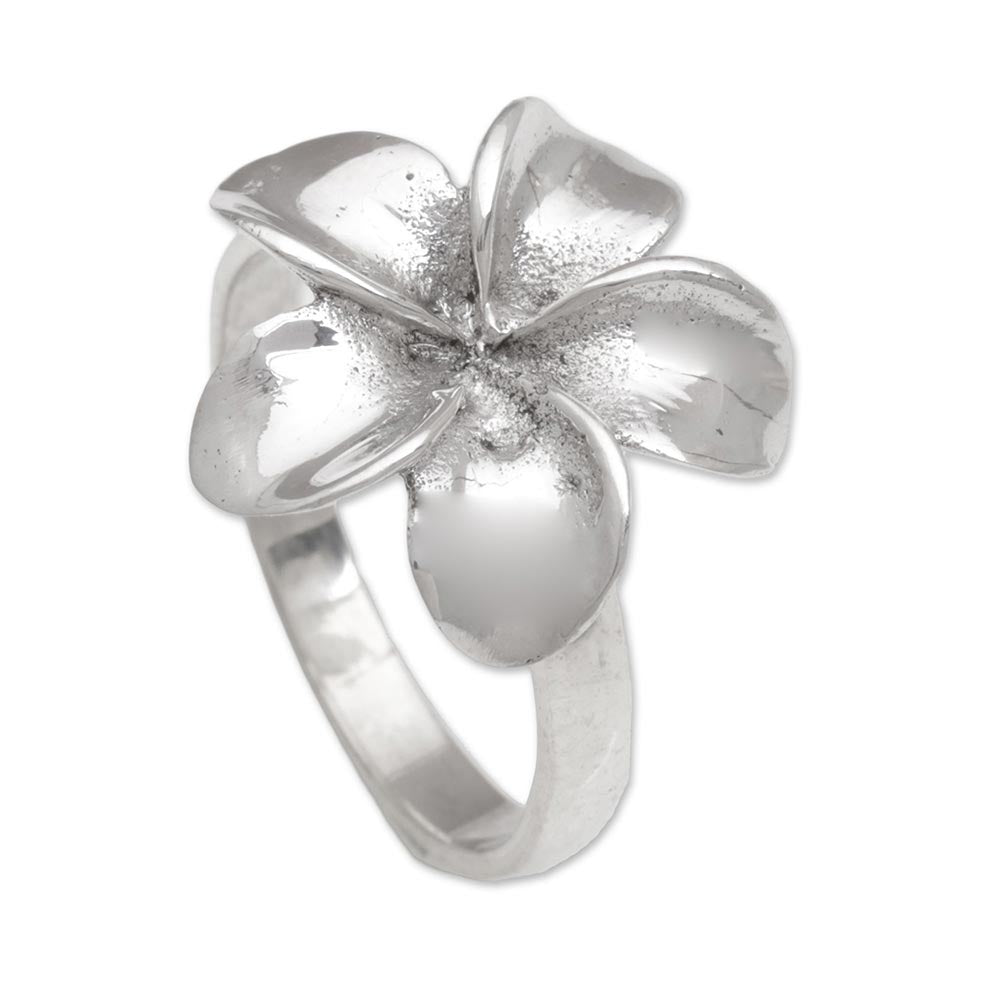 Handcrafted Sterling Silver Floral Cocktail Ring from Bali - Wangi Jepun
