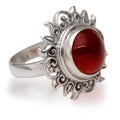 Sun Themed Carnelian and Sterling Silver Cocktail Ring - Universal Sun