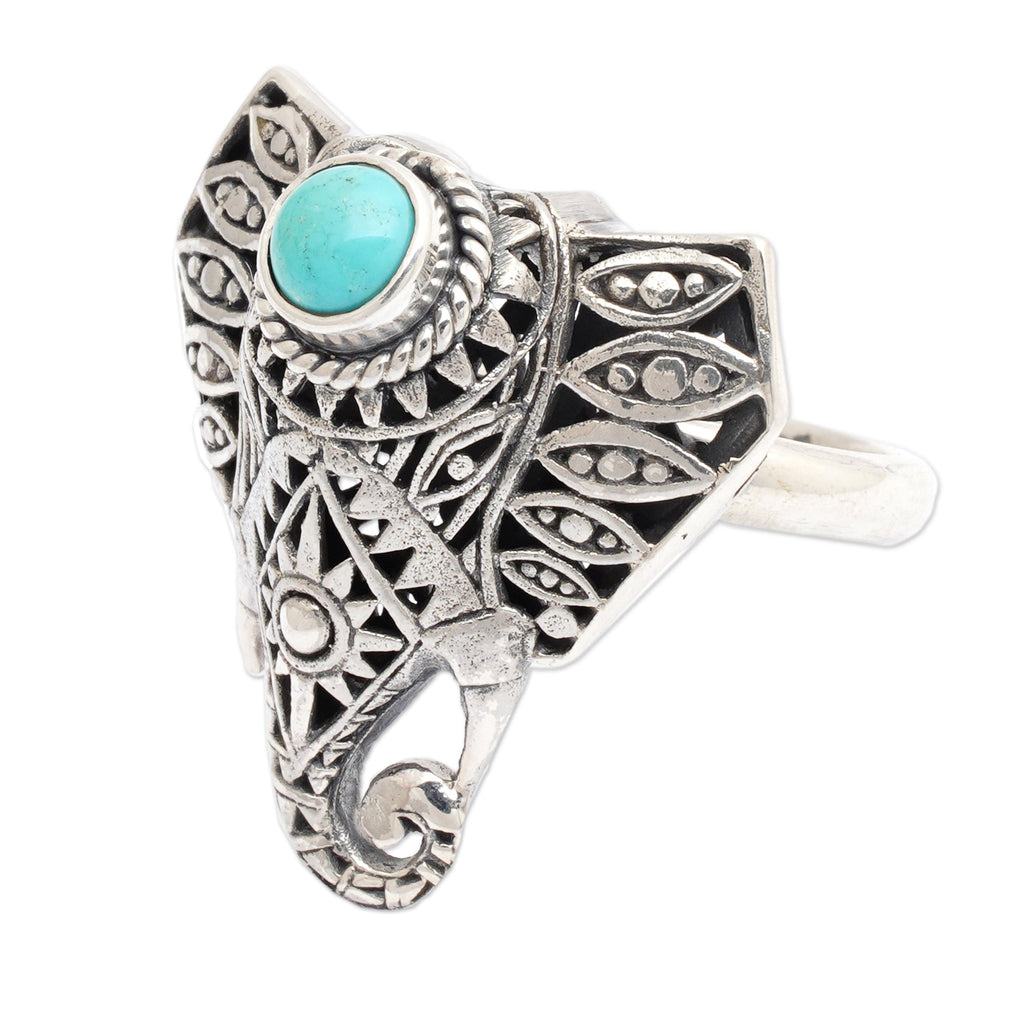 Magnesite Elephant Cocktail Ring from Bali - Elephant Wisdom