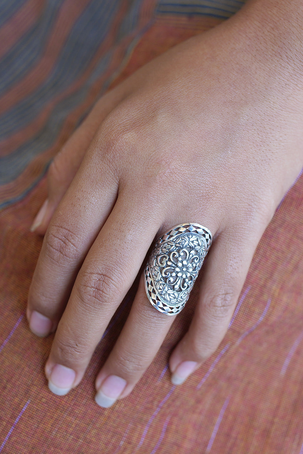 Magnesite Elephant Cocktail Ring from Bali - Elephant Wisdom