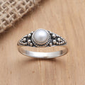 Cultured Pearl and Sterling Silver Single Stone Ring - Opposite Directions