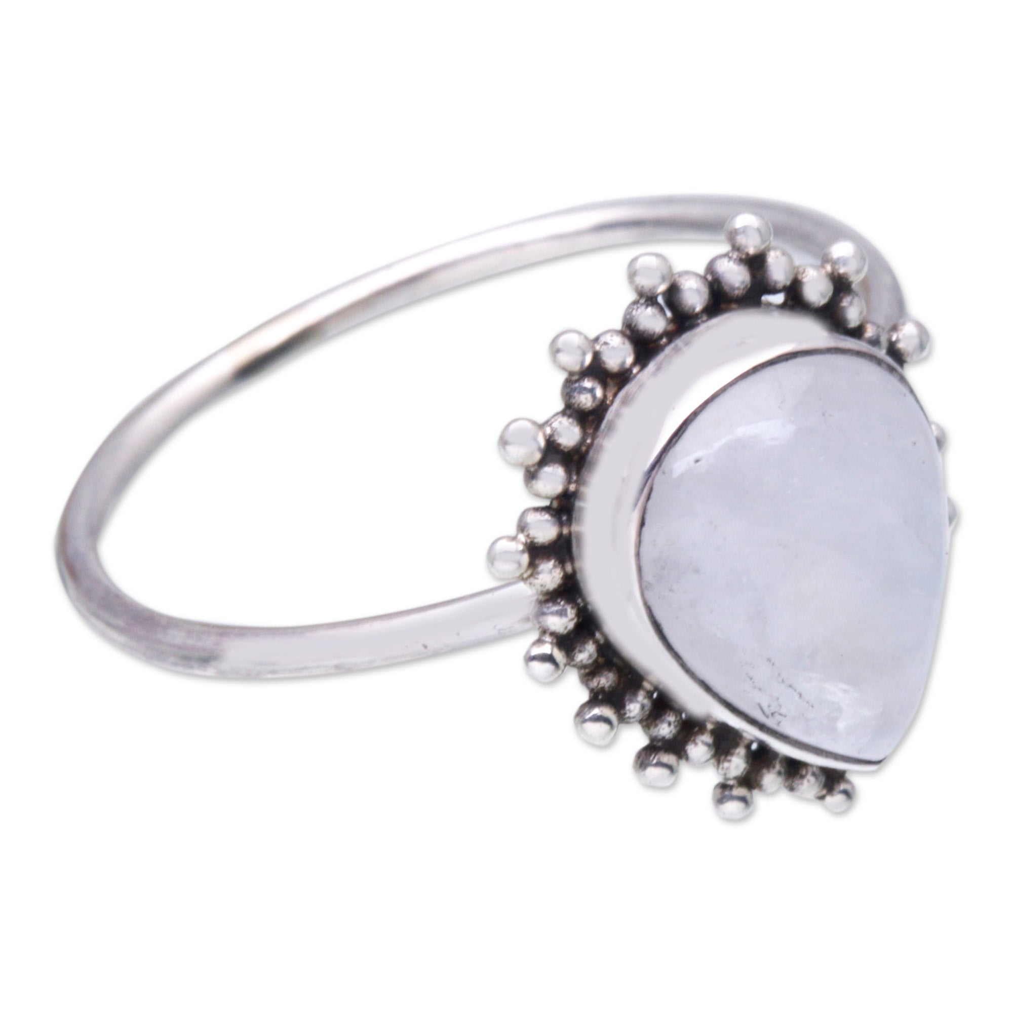 Jeweler Designed Rainbow Moonstone Cocktail Ring from Bali - Teardrop Moon