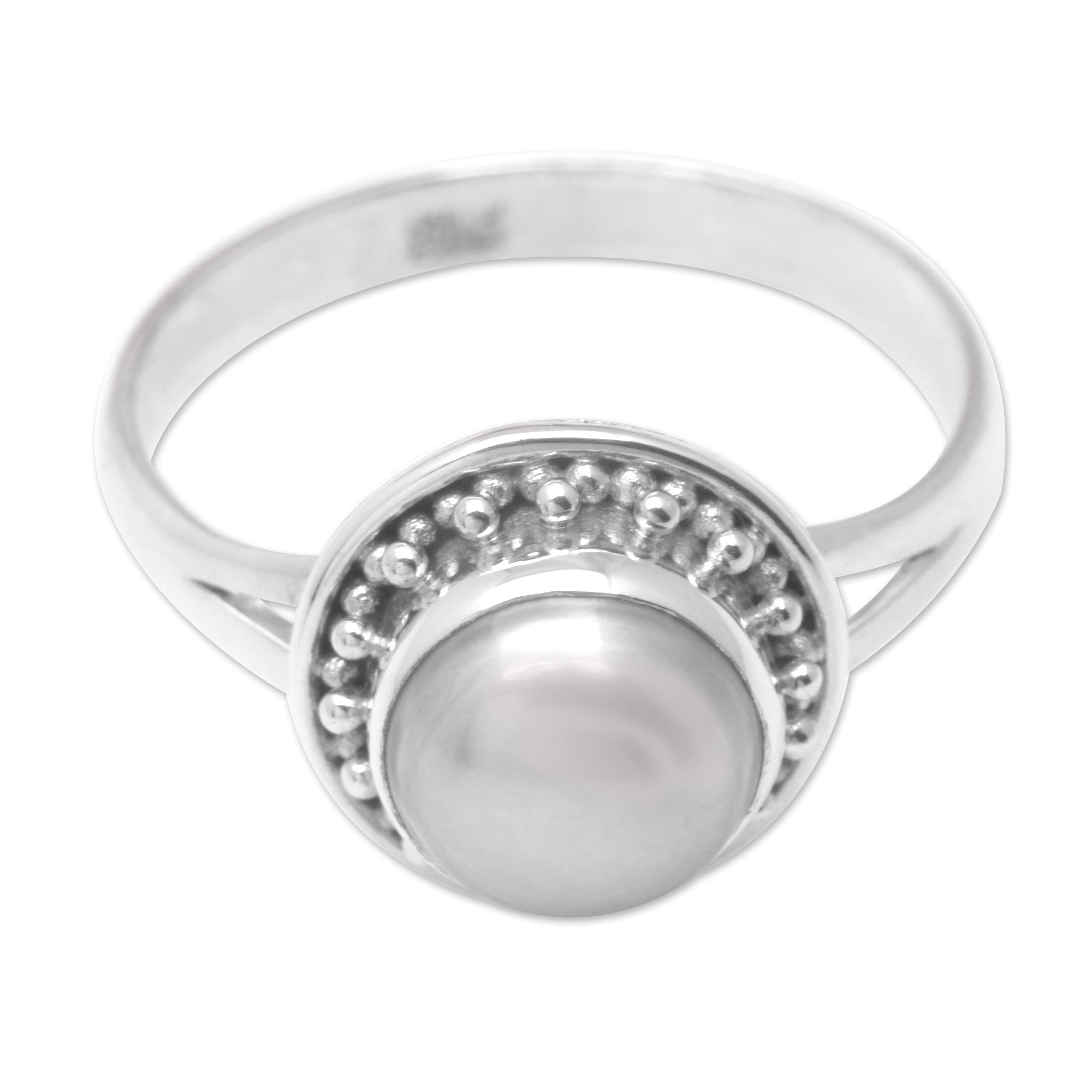 Sterling Silver Cocktail Ring with Grey Cultured Pearl - Pearly Ocean