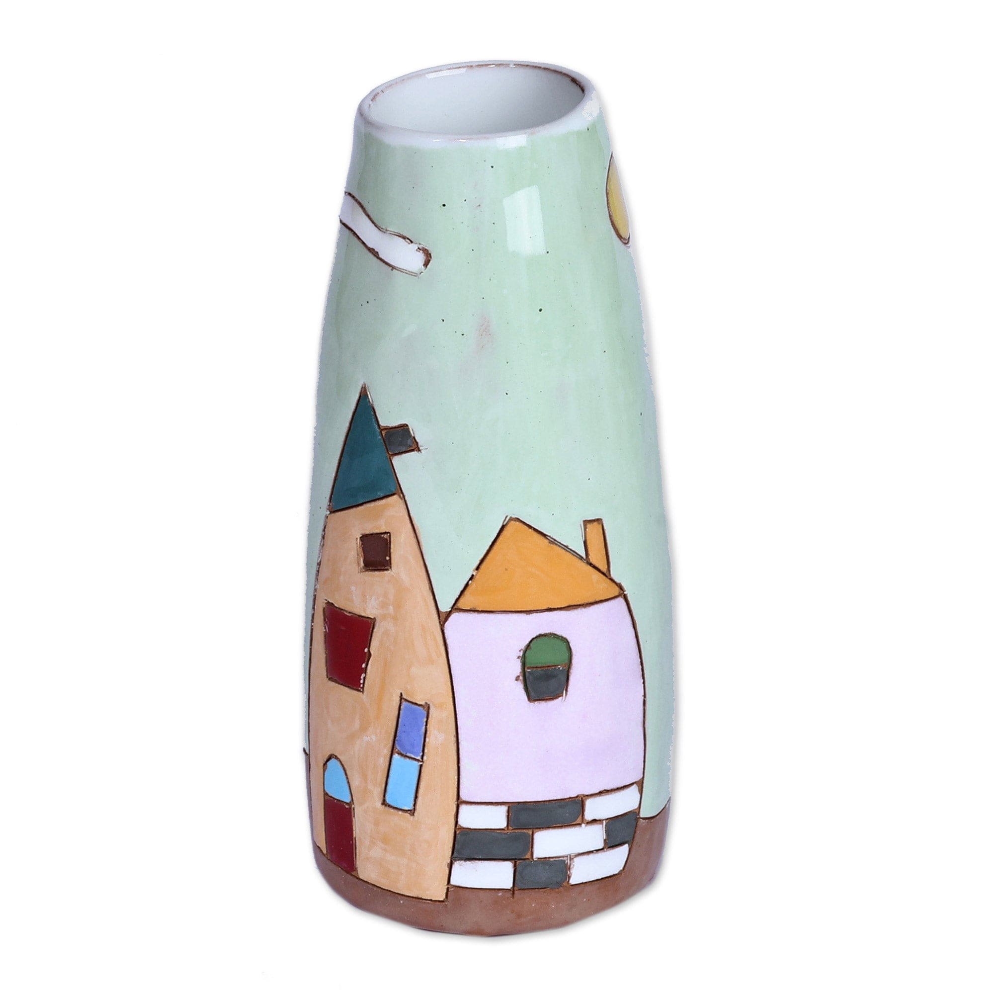 Armenian Hand-Painted Green Glazed Ceramic Vase - Lovely Green Homes