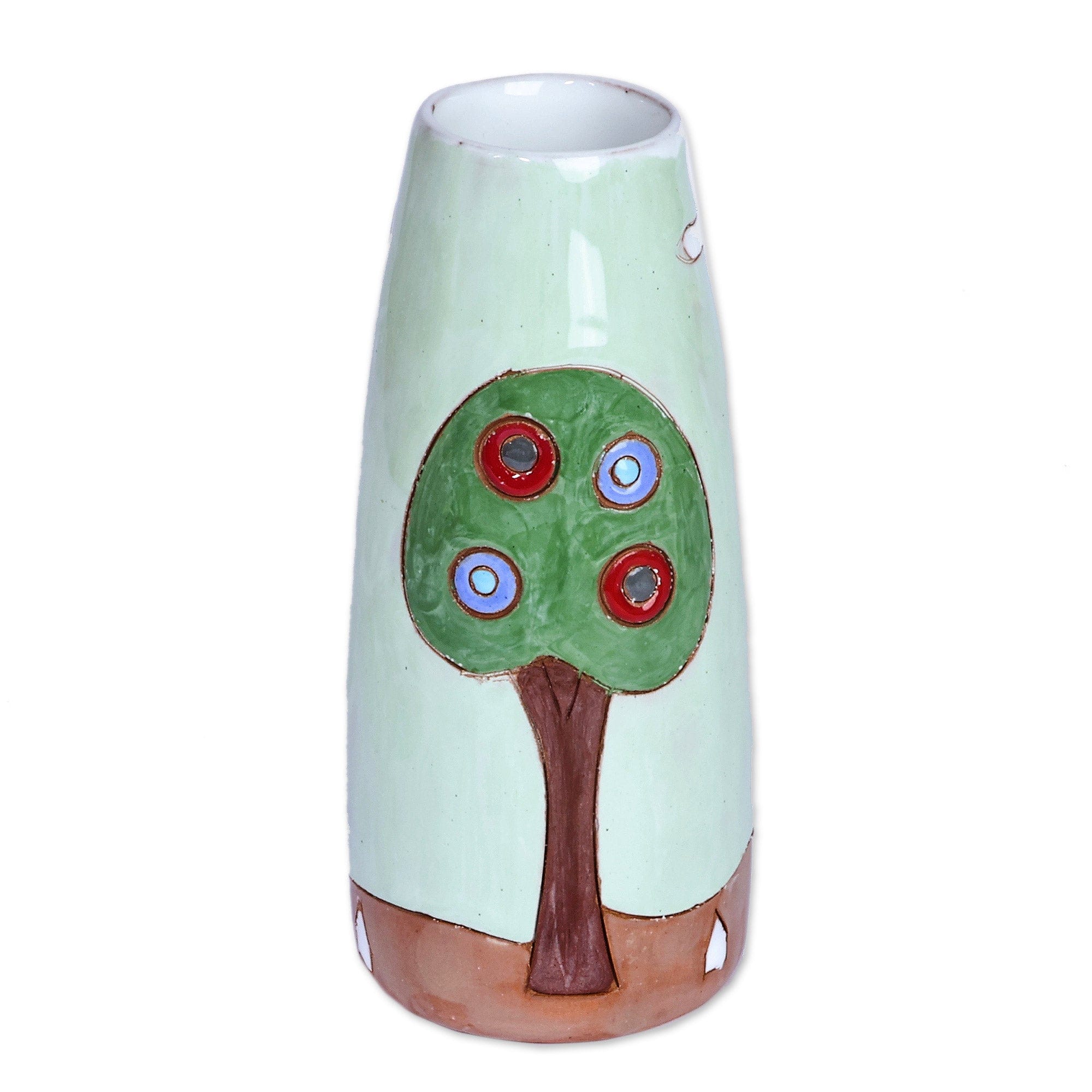 Armenian Hand-Painted Green Glazed Ceramic Vase - Lovely Green Homes