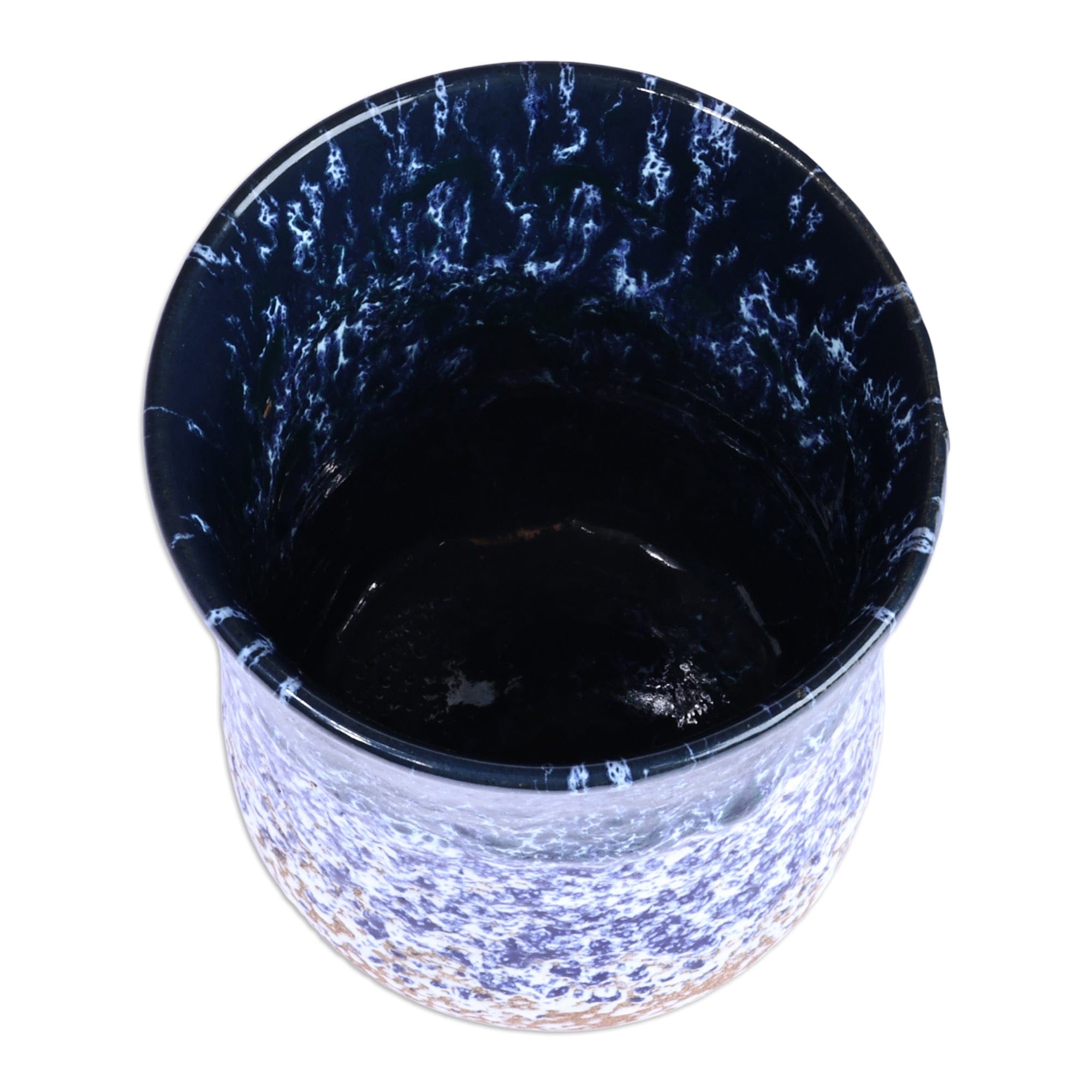 Handcrafted Modern Blue and Brown Ceramic Semi-Cylinder Vase - Blue Sense
